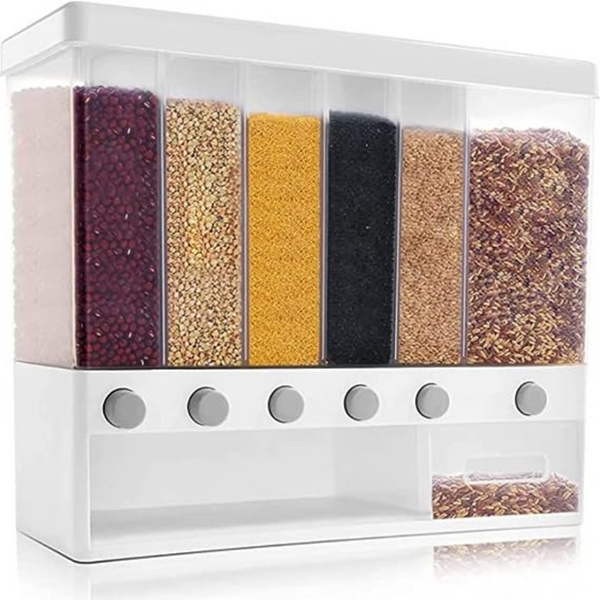 Transparent Container Storage Box, 6 In 1 Wall-Mounted Food Dispenser